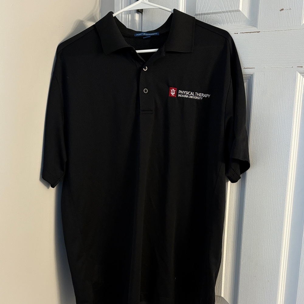 Port Authority Black Polo Shirt with Red Logo